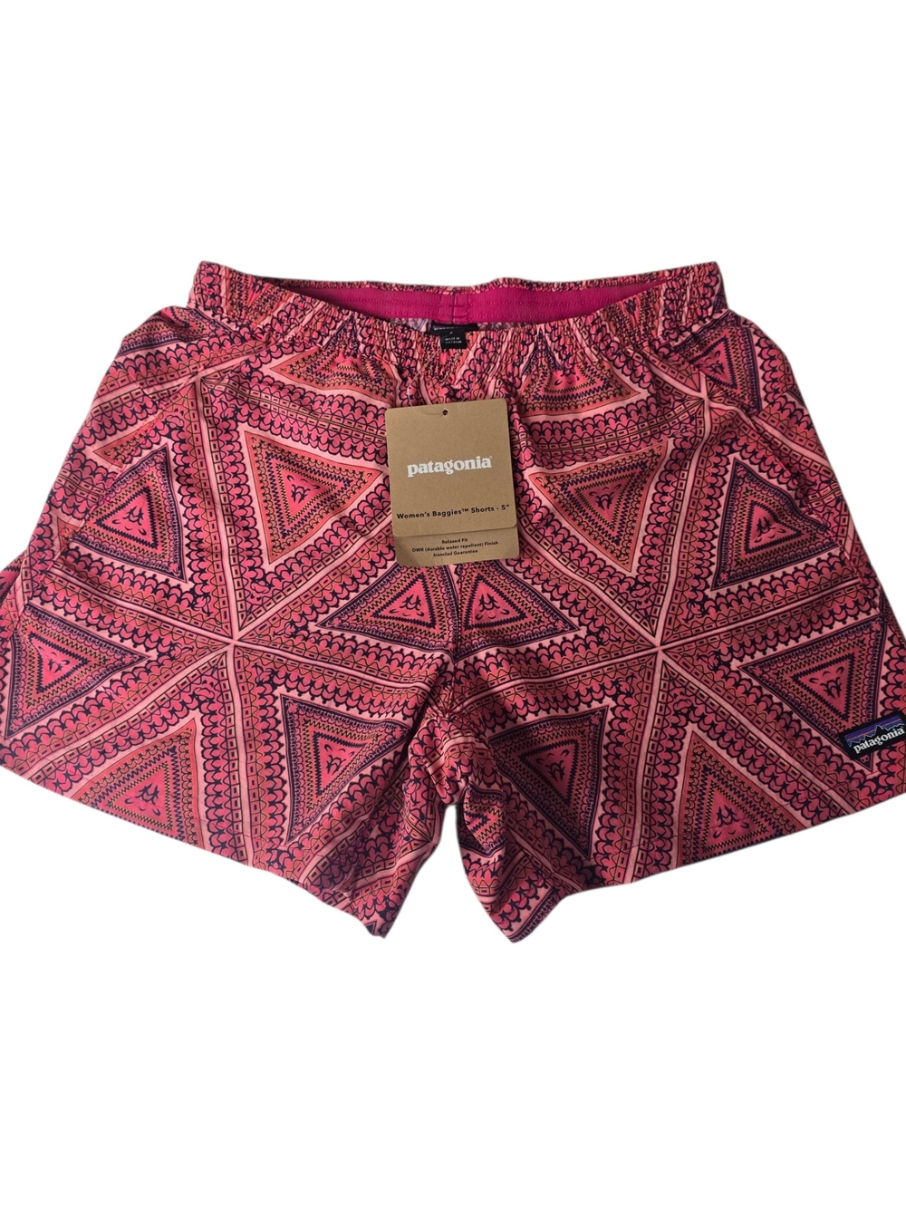 Patagonia Women's Baggies Shorts 5" Pink Geometric Print NWT Size S